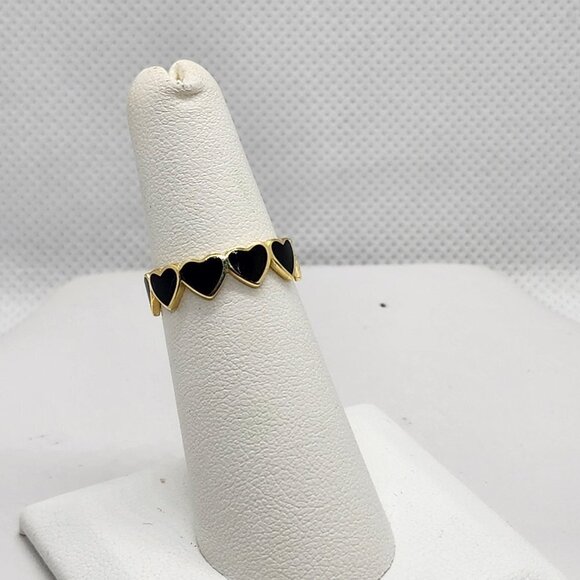 Jewelry - Brand New Sterling Silver 925 Multi Black Hearts Band